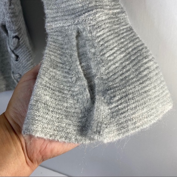 Heather b Ivory Textured Cowl Neck Long Split Sleeve Criss Cross Tunic S… - Picture 5 of 9